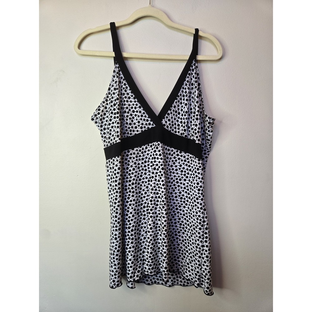 Focus Vintage Y2K Polka Dot Empire Waist Tank Top Black White Womens Plus 3X